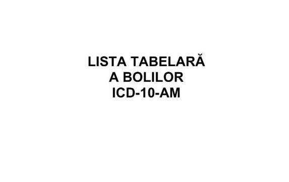 Lista tabelară Boli ICD 10 AM
